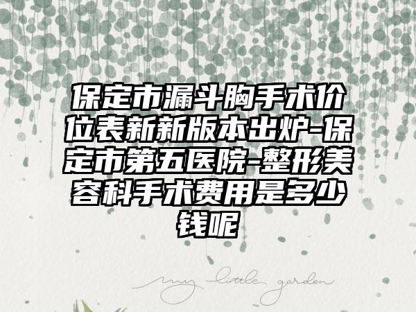 保定市漏斗胸手術(shù)價位表新新版本出爐-保定市第五醫(yī)院-整形美容科手術(shù)費用是多少錢呢